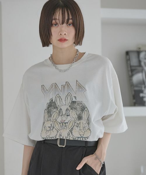 tシャツ 「UNISEX/2サイズ展開」ダストビンテージTシャツ レディース メンズ Anui tシャツ 「UNISEX/2サイズ展開」ビンテージヤンラビロックT