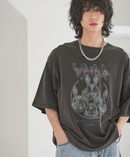 tシャツ 「UNISEX/2サイズ展開」ダストビンテージTシャツ レディース メンズ Anui tシャツ 「UNISEX/2サイズ展開」ビンテージヤンラビロックT