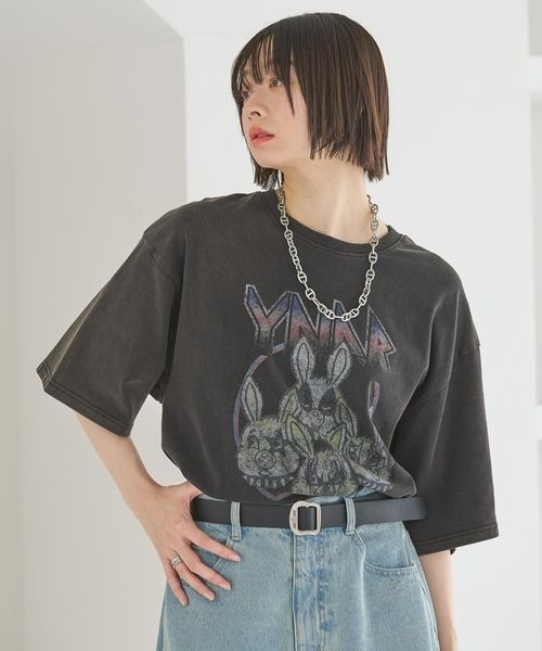 tシャツ 「UNISEX/2サイズ展開」ダストビンテージTシャツ レディース メンズ Anui tシャツ 「UNISEX/2サイズ展開」ビンテージヤンラビロックT