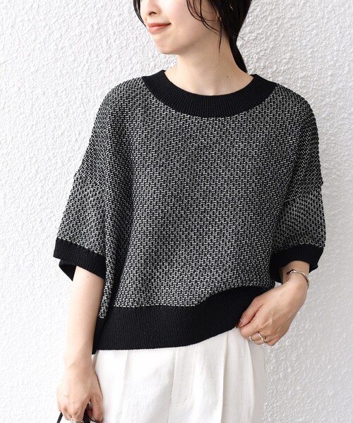 「SHIPS」 半袖ニット ONE SIZE ブラック レディース