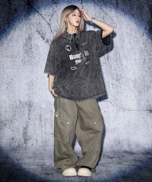 EFFECTION tシャツ // vintage wash game logo embroidery half