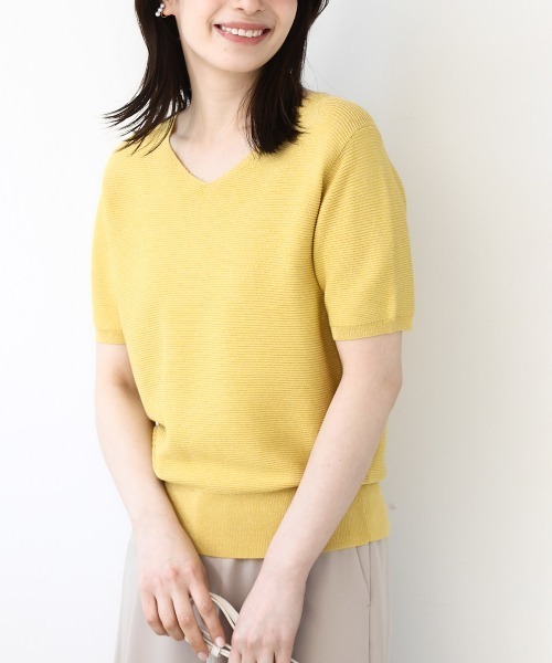 ニット セーター ガーター編み半袖ラメニット/洗える/WEB限定サイズあり レディース