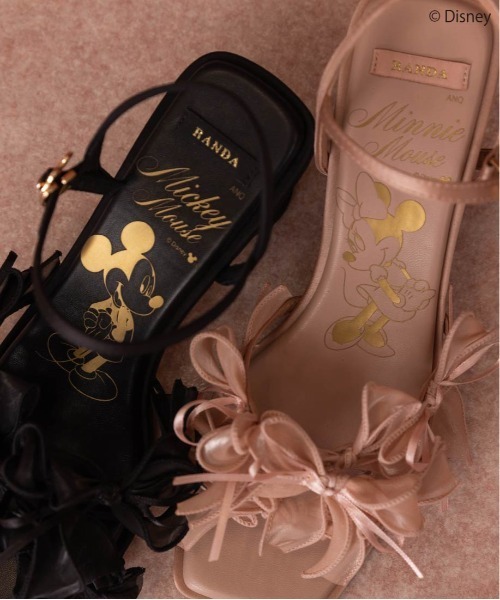 【PINK】【Mickey&amp;Minnie】/ランダムリボンサンダル ランダ RANDA 【Mickey＆Minnie】/ランダムリボンサンダル （PINK