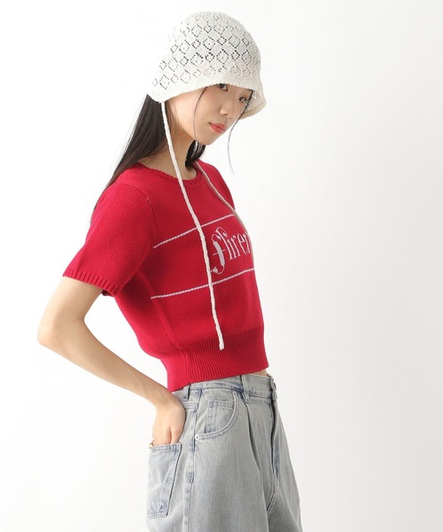 パトゥ  KN0688045911B ロゴジャガード半袖ニット レディース L※8/17～22 発送・問い合わせ遅延 PATOU（パトゥ） ニット トップス 半袖ニット コットン ジャカード