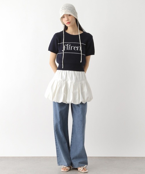 Heather（ヘザー） ニット セーター ジャガードロゴニット（半袖