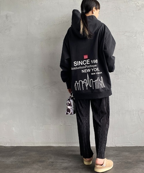 「Manhattan Portage」 プルオーバーパーカー L ブラック レディース