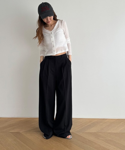 CANAL JEAN カーディガン SIGNATURE レーストリムシアー