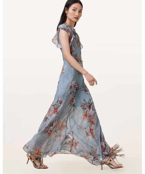 Allsaints ワンピース XANTHE LACE-TRIMMED MAXI DRESS | XANTHE レース トリム マキシ