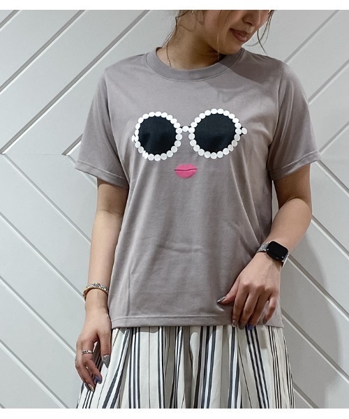 「a-jolie」 半袖Tシャツ MEDIUM ベージュ レディース