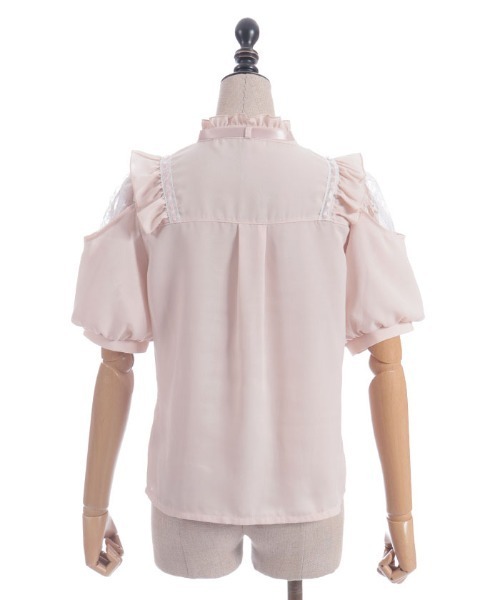 axes femme POETIQUE ブラウス シャツ レース肩あきブロッキング