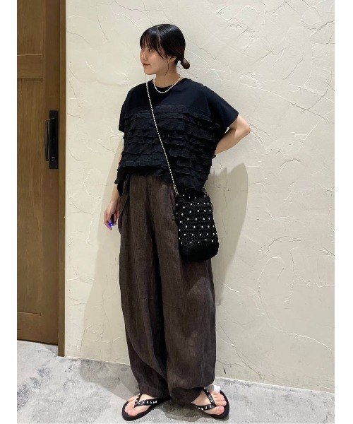 niko and… tシャツ フリルメッシュフレンチプルオーバー