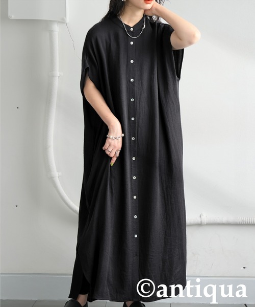 シャツワンピース リネン antiqua（アンティカ） シャツワンピース リネンタッチシャツ