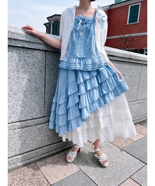 【タグ付き未使用】ピンクハウス　ダンガリー✕ローンフリルスカート ダンガリー×ローンフリルスカート｜ピンクハウスオフィシャル