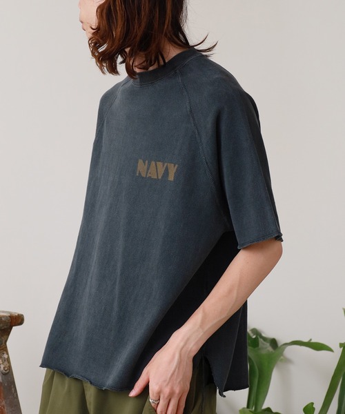 REMI RELIEF/レミレリーフ ラグランスリーブカットソー REMI RELIEF（レミ レリーフ） tシャツ SP加工8/-天竺ラグランT(NAVY
