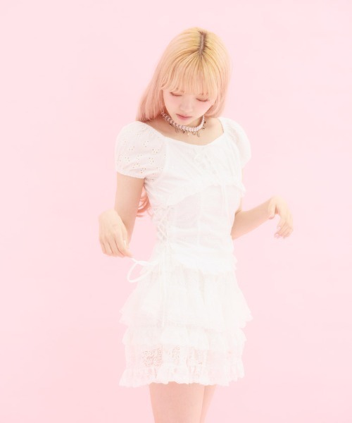 Fickle Bebe（フィクルベベ） ブラウス シャツ 半袖 パフスリーブ