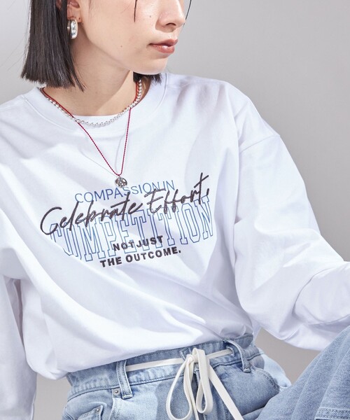 tシャツ 「SHIPS別注」Champion: プリント ロングスリーブ TEE レディース Champion tシャツ 「SHIPS別注」Champion: プリント ロング