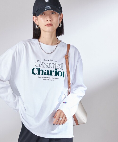 tシャツ 「SHIPS別注」Champion: プリント ロングスリーブ TEE レディース