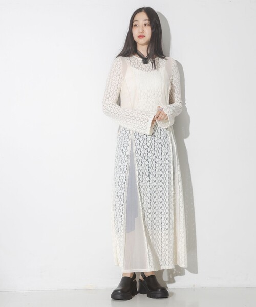 Ray BEAMS（レイ ビームス） ワンピース レース キリカエ メッシュ