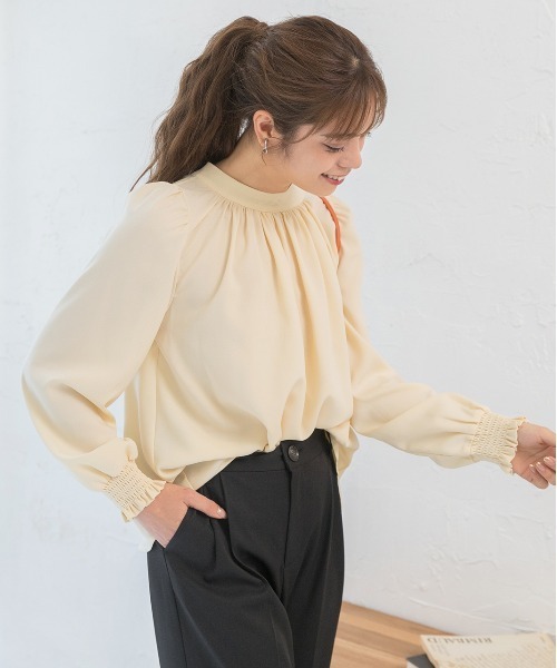 「ad thie」 長(zhǎng)袖ブラウス LARGE オフホワイト レディース