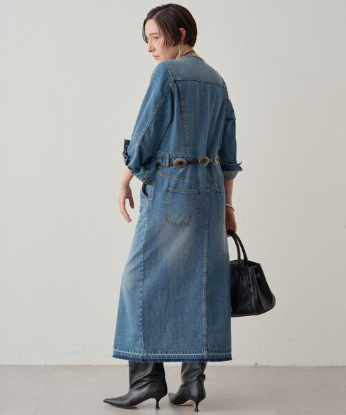 Loungedress ワンピース ノーカラーデニムワンピース : ZOZOTOWN