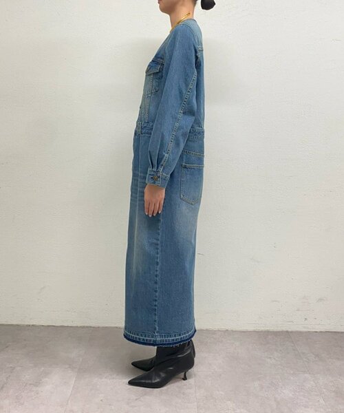 Loungedress ワンピース ノーカラーデニムワンピース : ZOZOTOWN