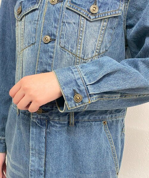 loungedress ノーカラーデニムジャケット Loungedress ワンピース ノーカラーデニムワンピース : ZOZOTOWN