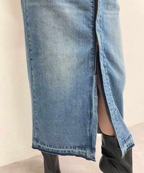AVN ノーカラーデニムワンピースコート42　イタリア製 Loungedress ワンピース ノーカラーデニムワンピース : ZOZOTOWN