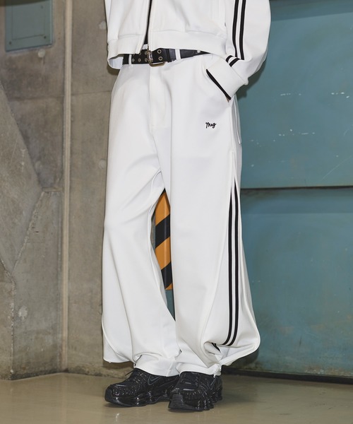ワイドパンツ パンツ 「SET-UP着用可能」オーバーサイズラインジャージ