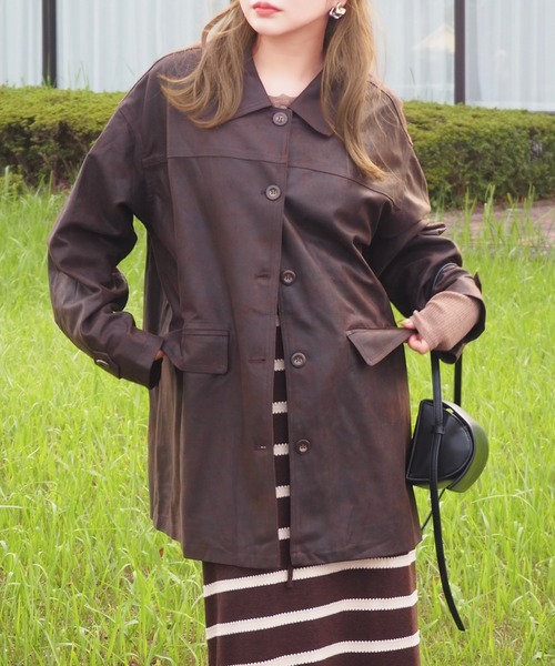 ステンカラーコート コート suede like soutien collar jacket