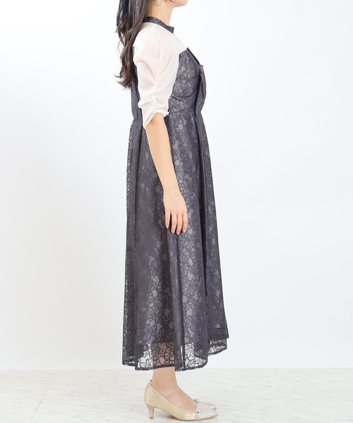TRUDEA パーティードレス　お呼ばれドレス TRUDEA（トルディア） ドレス ヨークスリットレースドレス : ZOZOTOWN