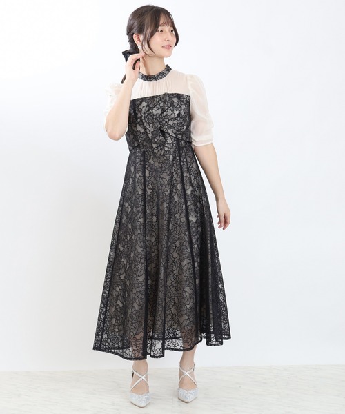 TRUDEA（トルディア） ドレス 袖シャーリングレースドレス : ZOZOTOWN