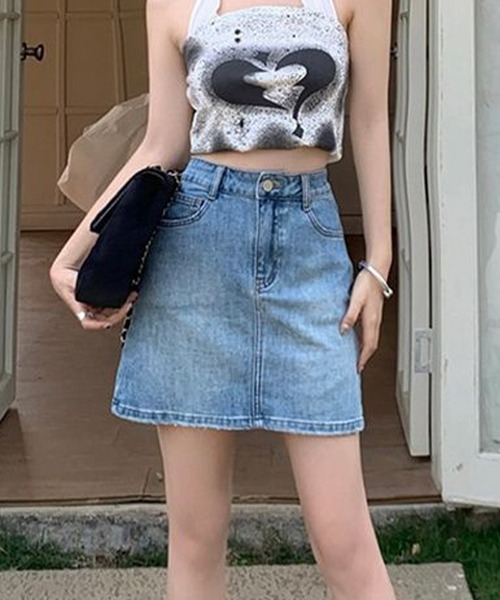 IRADOWL（アイラドール） デニムスカート ハイウエストデニムミニ