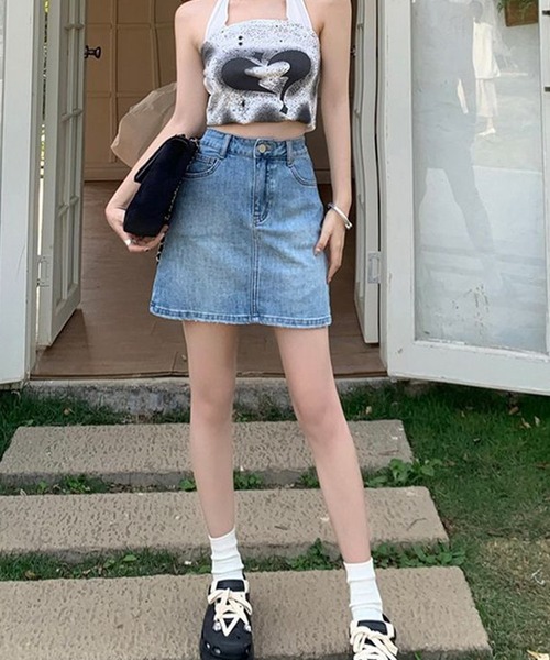 IRADOWL（アイラドール） デニムスカート ハイウエストデニムミニ