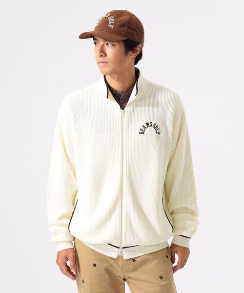 BEAMS GOLF ブラウン ジップアップセーター BEAMS GOLF セーター ニット ORANGE LABEL / アーチロゴ カーディガン
