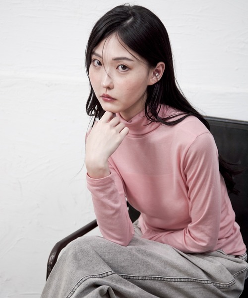 tシャツ ドライタッチハイネックシアーロンT 長袖 レディース
