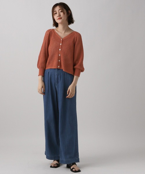 「A part by」 7分袖ニットカーディガン FREE グリーン レディース_画像7