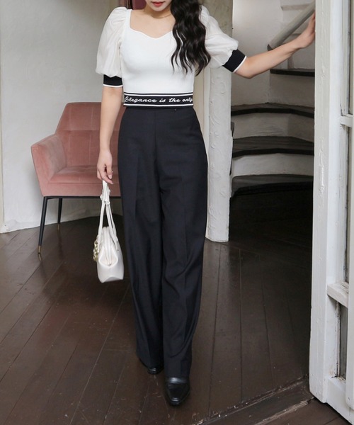 「ROYAL PARTY」 半袖ニット FREE ブラック レディース_画像4