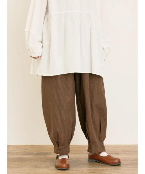 Samansa Mos2（サマンサモスモス） パンツ ストライプツイル裾タック