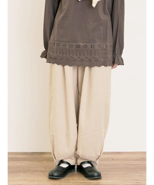 さっさ様 Samansa Mos2（サマンサモスモス） パンツ ストライプツイル裾タック