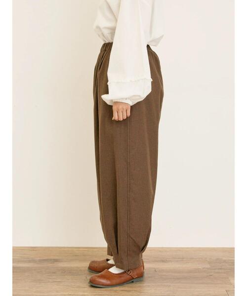 Samansa Mos2（サマンサモスモス） パンツ ストライプツイル裾タック