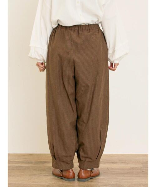 Samansa Mos2（サマンサモスモス） パンツ ストライプツイル裾タック