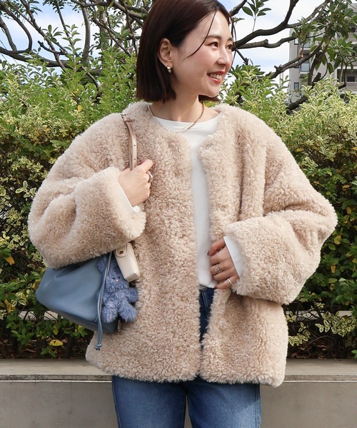 maisondelyla ノーカラーフェイクファーコート コート ノーカラー フェイクファー ノーカラーフェイクファーコート