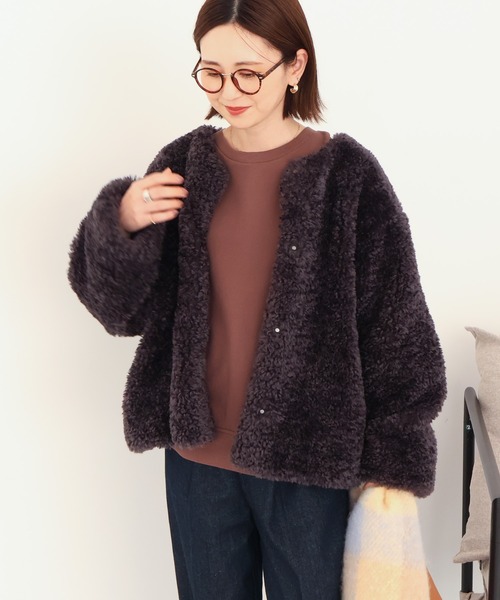 未使用級✨24AW NEMIKA ノーカラーコート ファーポケット 近年モデル Pierrot（ピエロ） ノーカラーコート コート 2wayファーポケットノー