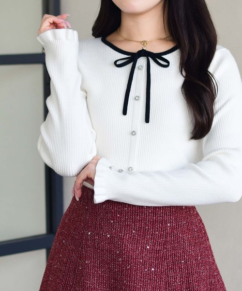 machatt 未使用フリルカラーリブニット MACHATT フリルカラーリブニット アイボリー - メルカリ