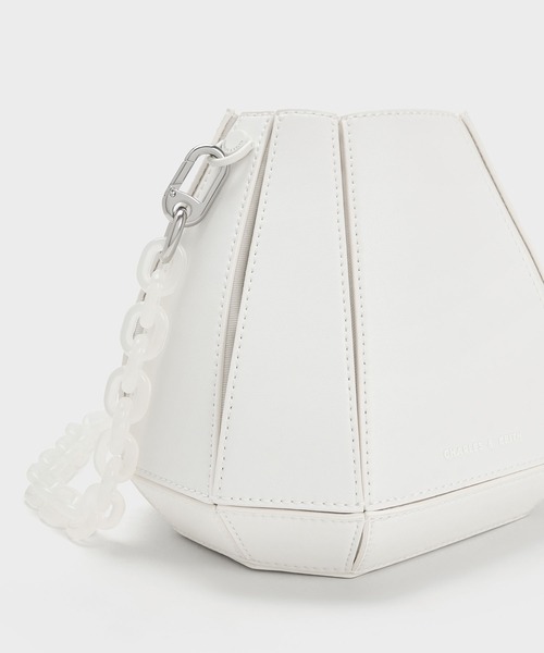 「CHARLES & KEITH」 ショルダーバッグ S ホワイト レディース_画像7