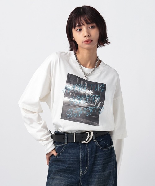 PAGEBOY（ページボーイ） tシャツ ネオンロゴレイヤードロンT