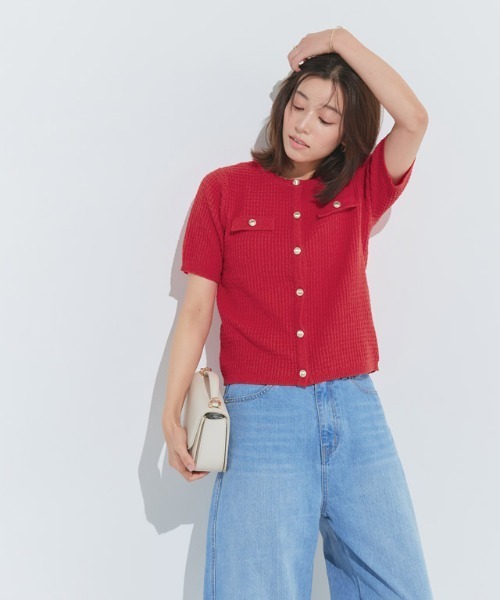 「Pierrot」 ニットカーディガン M ネイビー レディース_画像2