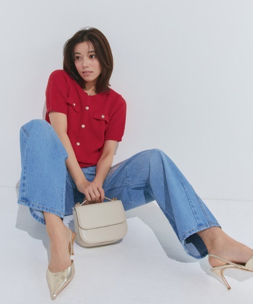 「Pierrot」 ニットカーディガン M ネイビー レディース_画像4