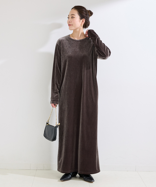 B.C STOCK（ベーセーストック） ワンピース 手洗い可 / クレープベロア