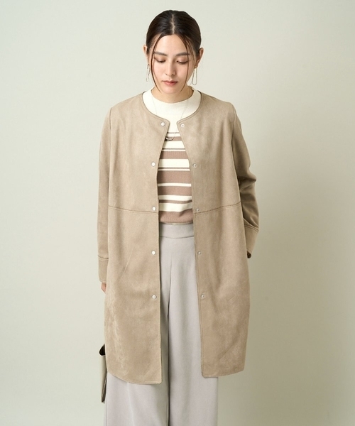 「a.v.v」 ノーカラーコート 38 モカ レディース_画像8